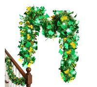 Green Shamrock Garland - Holiday Banner for Party Decor | PVC Material with Tinsel Design, 200cm Decorative Wreath, St Patricks Day Wedding Farmhouse Bedroom Bathroom Home Hallway