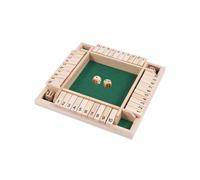 (Green)Shut The Box Board Game with Dice 4-Way Educational Math Number Strategy Game 4 Players Kids Adults