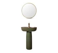 Green Sink with Single Faucet Hole, Floor Standing Vanity for Small Spaces, Two Pieces Column Basin Combo (Color : B) (E One Size)