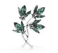 Green Sparlking Crystal Brooch Pins Flower Women Fashion Brooches Leaf Badge Trendy Jewelry