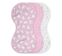 Green Sprouts Paños para los Eructos del Bebé - Pack 3 Unidades - 28 x 56 cm - Pink Bunny Muselina Suave - Protege, Limpia y Mantiene Seco a tu Bebé - Algodón 100% Natural