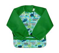 green sprouts - snap & go® easy-wear babero de manga larga - aqua dino jungle - 2-4 años