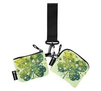 Green St. Patrick's Clover - Tarjeteros para mujer, organizador de dinero con bolsillo con cremallera para el trabajo, viajes, 2 paquetes, Trébol verde de San Patricio, 1 size, Art Deco