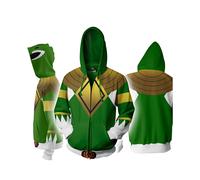 (Green,Tag M=US XS)Mighty Morphin Power Rangers Juegos con disfraces Impresión 3D Sudadera con Capucha Suéter Sudadera Abrigo