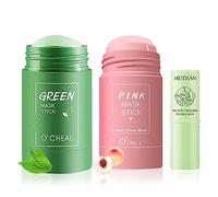 Green Tea Mask Stick 2 Pieza Green Mask Stick Punto Negro Green Stick Green Tea Deep Cleanse Mask Green Tea Stick Green Tea Deep Cleansing Mask Peach Mask Stick para 1 Crema Hidratante Fresca