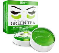 Green Tea Matcha - Parches debajo de los ojos con colágeno y ácido hialurónico, máscara hidratante debajo de los ojos para ojeras e hinchazón, efecto antienvejecimiento y antiarrugas (sin perfume)