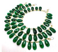 Green Tourmaline Cuarzo 7 x 15 mm Pear Faceted 7 Inch 19 Pieces Green Color Rare Gemstone Beads Beach German_Beads_48