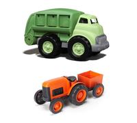 Green Toys Paquete de tractor y camión de reciclaje - Juego de vehículos agrícolas y ecológicos
