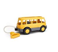 Green Toys Yellow School Bus Wagon - 100% Recycled Toy Bus with Cotton Rope Handle, Fun Bus Toys for Toddlers & Children