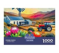 Green Tractor in A Sunny Farm Field Superficie Lisa Excelente Regalo-Hobby, Adultos, Jóvenes Y Aficionados 52x38cm/1000pcs
