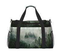 Green Tree - Bolsa de viaje con estampado de paisaje brumoso para uso diario, bolsa de viaje de gran capacidad, elegante bolsa funcional, Negro -, Talla única