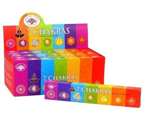 Green Tree - Caja de Incienso Masala Natural de 7 Chakras, Caja de 12 Paquetes