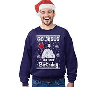 Green Turtle Camisetas Feo Navidad Suéter Go Jesus It's Your Birthday Sudadera XL Azul Marino