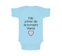 Green Turtle Feliz Primer Dia de la Madre Regalo para Mama Primeriza Body Bebé Recién Nacido 3-6 Mes Celeste