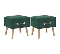 Green Velvet Nightstand Set of 2 with Drawer, 40x35x40 cm, Pine Wood & Velvet Fabric, Modern Bedside Table for Bedroom, Living Room, Durable & Easy Assembly