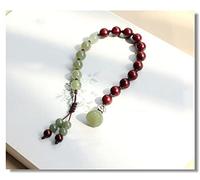 Green Verde hetiano Jade Pterocarpus Striata de Cuentas Mujeres Hechas a Mano Budus de Loto de Estilo étnico Joyería de Brazalete (Color de Gemas: Cadena de Cola)