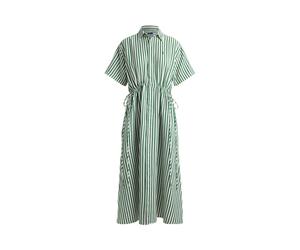 Green Vestido camisero de lino y algodón 44
