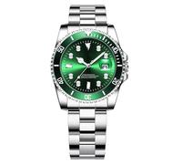 Green Water Ghost Q Uartz - Reloj casual para hombre, correa de acero, reloj de pulsera analógico cómodo, ajuste personalizado, claridad resistente a los arañazos, 4,2 cm, para negocios, eventos