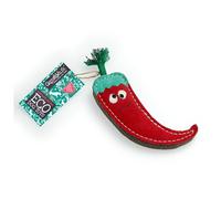 Green & Wilds Chad The Red Hot Chilli Pepper - Juguete para masticar sostenible en forma de alimento de gamuza y yute para perros