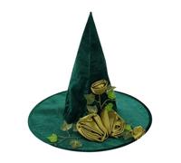 Green Witch Hat - Coste de fiesta, sombrero de bruja moderna | Gótica Capazón, Corona Magic Sorcerer, Decoración de capó del festival espeluznante, Cosplay Hood, Carnival Masquerade Charm Prop Access