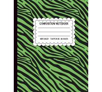 Green Zebra Print Composition Notebook - Wide Ruled, 7.5 x 9.25 in, 110 Pages - St. Patrick’s Day Animal Print School Notebook