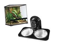 GREENADSCAPE 1 Pc Comedero de Reptiles para Mascotas Comedero para Reptiles Bebedero para Reptiles Mesa de Comida de alimentación Cuenco de Cristal para Comida de Mascotas Black