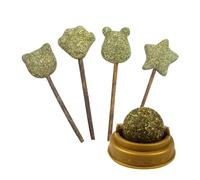 GREENADSCAPE 5piezas Catnip Lollipop para Gatos Snacks Naturales para Mejorar La Digestión Incluye Bolas Giratorias Garras De Gato y Formas De Estrellas Catnip Edible para Gatitos
