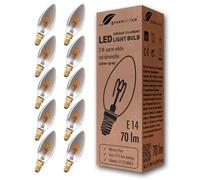 greenandco 10x Bombilla de filamento LED Vintage gris plata E14 C35 2W 70lm 1800K (blanco cálido) 360° 230V vidrio, no regulable