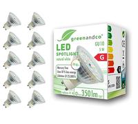 greenandco 10x bombilla LED GU10 | 5W 350 lm | 4000K blanco neutro | 110° | 230V | CRI 90+ | sin parpadeo | no regulable