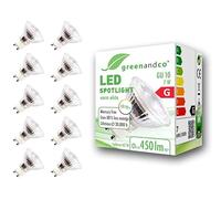 greenandco 10x bombilla LED GU10 | 7W 450 lm | 3000K blanco cálido | 36° | 230V | CRI 90+ | sin parpadeo | no regulable