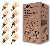 greenandco 10x Bombilla LED Regulable Decorativa Edison Estilo Vintage | E14 ST45 | Dorado | 2,3W 65lm | 1800K Blanco Extra Cálido | 320° | 230V | Sin Parpadeos