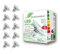 greenandco 10x Spot LED IRC 90+ MR16 GU5.3 | 6W 380 lm | 3000K blanco cálido | 36° | 12V AC/DC | no regulable
