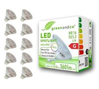 greenandco 10x Spot LED IRC 97+ MR16 GU5.3 | 6W 360 lm | 2700K blanco cálido | 110° | 12V AC/DC | no regulable