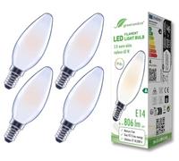 greenandco 4x bombilla de filamento LED | esmerilado | E14 C35 | 3,8W 806lm | sustituye 60W | 2700K blanco cálido | 320° | 230V | sin parpadeo | Clase de eficiencia energética A | no regulable