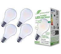 greenandco 4x bombilla de filamento LED esmerilado | E27 A60 | 7,2W 1521lm | sustituye a 100W | 3000K blanco cálido | 320° | 230V | sin parpadeo | clase energética A | no regulable