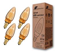 greenandco 4x Bombilla LED decorativa estilo vintage E14 C35 2W 65lm 1800K 320° 230V, dorado, sin parpadeo, no regulable