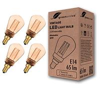 greenandco 4x Bombilla LED Regulable Decorativa Edison Estilo Vintage | E14 ST45 | Dorado | 2,3W 65lm | 1800K Blanco Extra Cálido | 320° | 230V | Sin Parpadeos