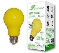 greenandco® Bombilla LED anti-mosquitos, anti-insectos E27, amarilla, 5W, 500lm, longitud de onda 560-580nm, no regulable