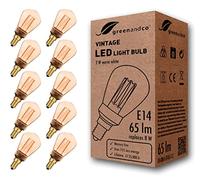 greenandco Bombilla LED Decorativa Edison Estilo Vintage | 1800K Blanco Extra Cálido | 320° | 230V | Sin Parpadeos | E14 ST45 | Dorado | 2W 65lm | No Regulable | 10 unidades