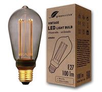 greenandco Bombilla LED Decorativa Edison Estilo Vintage | 1800K Blanco Extra Cálido | 320° | 230V | Sin Parpadeos | E27 ST64 | Gris | 4W 100lm | No Regulable