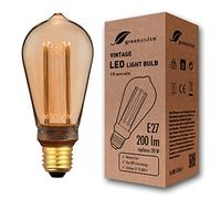 greenandco Bombilla LED decorativa estilo vintage E27 ST64 4W 200lm 1800K 320° 230V, dorado, sin parpadeo, no regulable