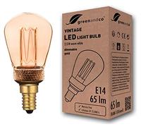 greenandco Bombilla LED Regulable Decorativa Edison Estilo Vintage | E14 ST45 | Dorado | 2,3W 65lm | 1800K Blanco Extra Cálido | 320° | 230V | Sin Parpadeos