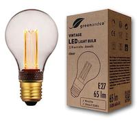 greenandco Bombilla LED Regulable Decorativa Edison Estilo Vintage | E27 A60 | Claro | 2,3W 65lm | 1800K Blanco Extra Cálido | 320° | 230V | Sin Parpadeos
