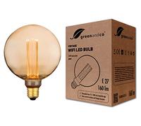 greenandco Bombilla LED Smart WiFi Edison Estilo Vintage | E27 G125 | 3,8W 160lm | 1800K | 320° | 230V | Sin Parpadeos | Regulable | Compatible con Alexa y Google Assistant