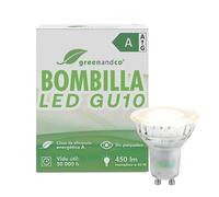 greenandco GU10 | sustituye a 44 vatios | blanco cálido 3000K | 2.5W 450lm | 36° | sin parpadeo nergética clase A | bombilla LED 230V | no regulable