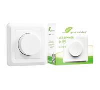 greenandco Regulador intensidad luz LED 230V 1-200 vatios, con tapa | Dimmer LED 220V también para bombillas convencionales y circuitos con conmutador, empotrable, blanco