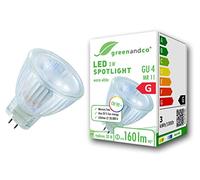 greenandco Spot LED IRC 90+ MR11 GU4 | 3W 160 lm | 3000K blanco cálido | 38° | 12V AC/DC | no regulable
