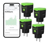 Greenaura Enchufe Inteligente, Enchufe con Medidor de Consumo Electrico, 4PCs Enchufe Exterior, Enchufe Temporizador, Enchufe con Mando a Distancia, Enchufe Alexa, Enchufe Smart Life