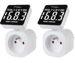 GreenBlue Contador de Consumo de Energía, Vatímetro Digital, Medidor de Electricidad, 16A, Carga máx. 3680W, Submemoria, Muestra los kWh Consumidos y Costes de Energía (GB620 E) (Paquete de 2)