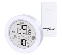 GreenBlue GB162 Estación meteorológica inalámbrica con sensor exterior IP44 | Temperatura interior y exterior | Memoria mín./máx. | Gran pantalla LCD | Alcance de 60 m